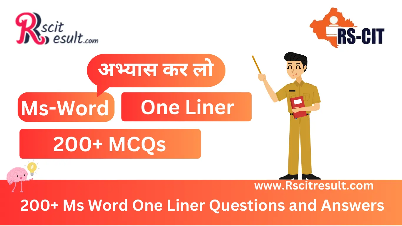 200+ Ms Word One Liner Questions and Answers