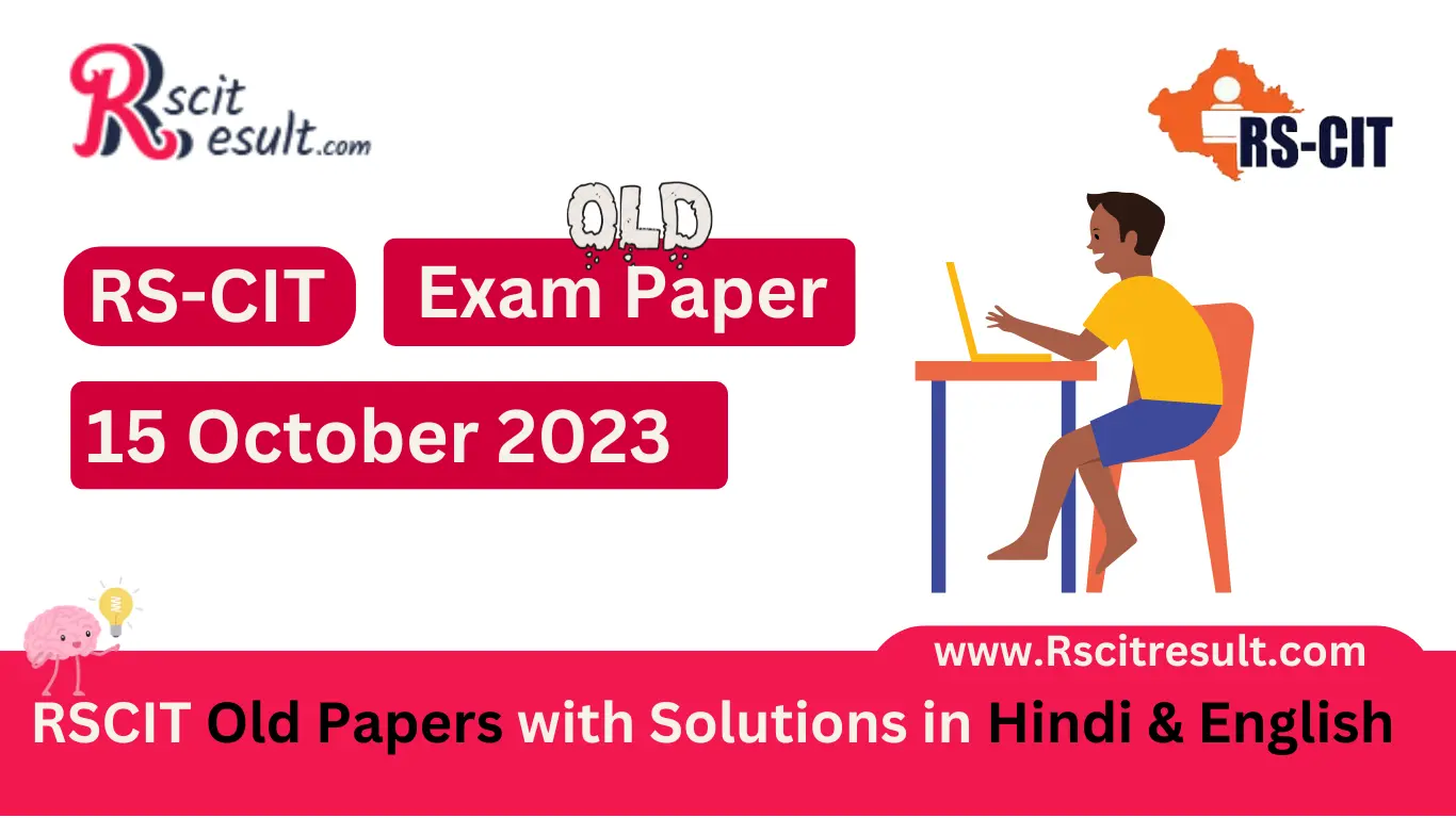 15 Oct 2023 RSCIT Exam Solved Paper In Hindi & English