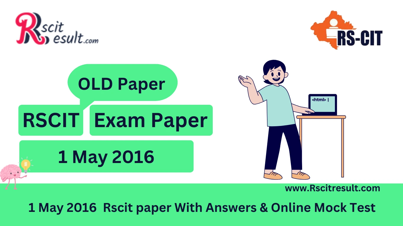 1 May 2016 Rscit Old Paper With Answer & Online Mock Test