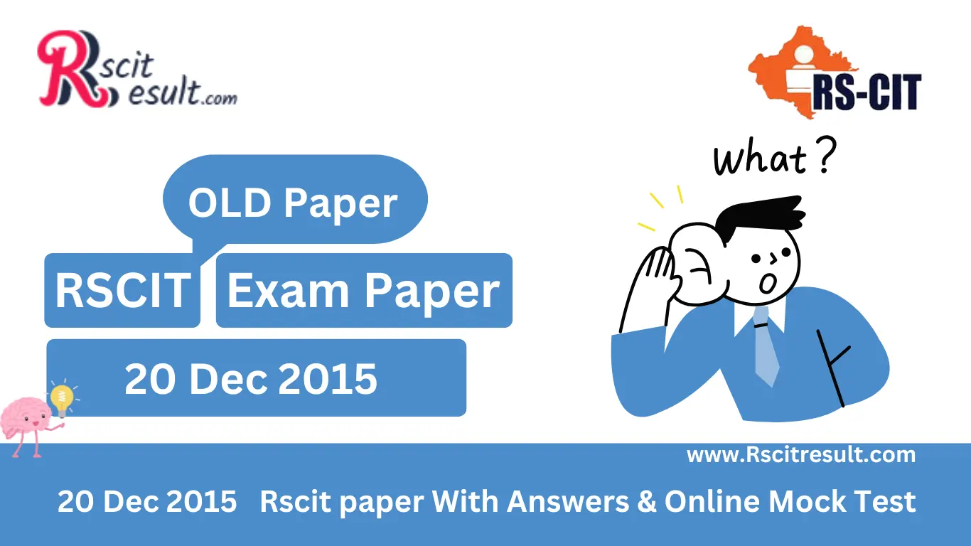 20 December 2015 Rscit Old Paper With Solution & Online Mock Test