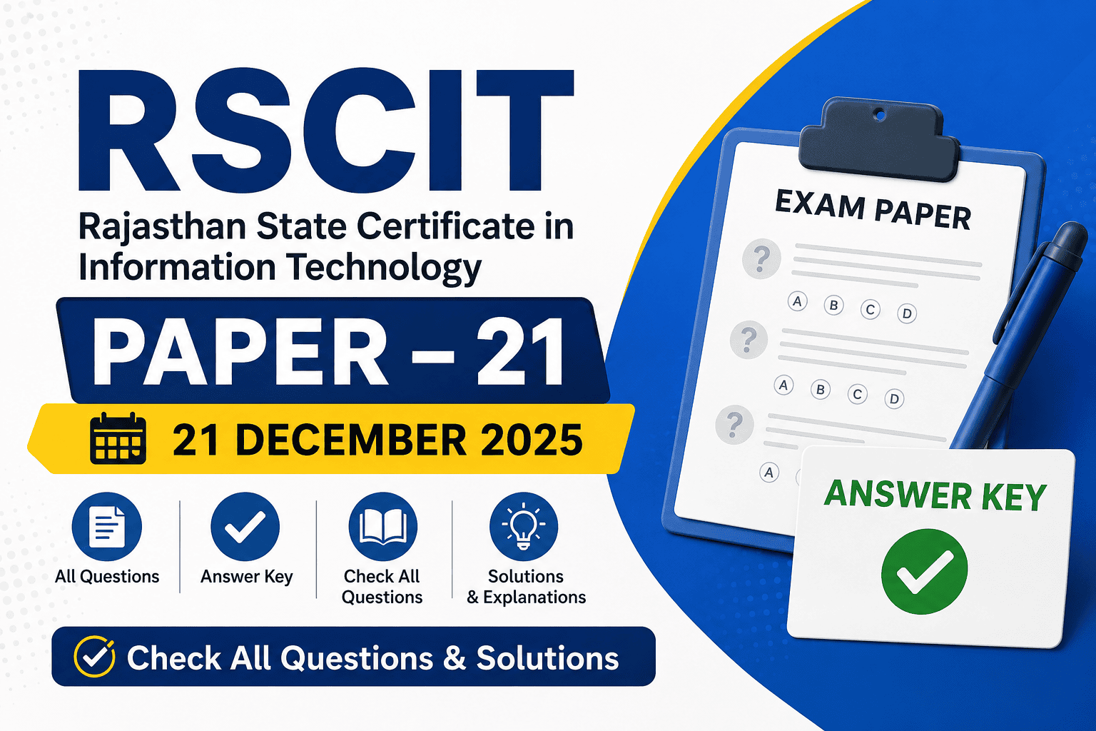 RSCIT Paper 21 December 2025 with Answer Key: Check All Questions & Solutions